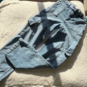 Abercrombie Kids High Rise Wide Leg Cargo Jeans